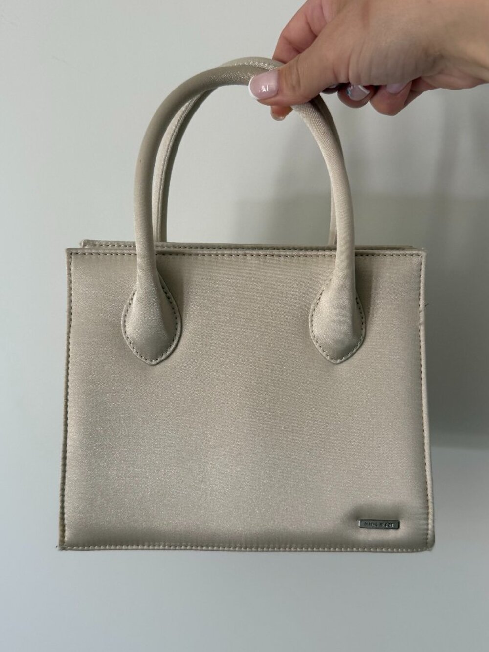 Nine West Satin Mini Top Handle Ivory Handle Bridal Purse